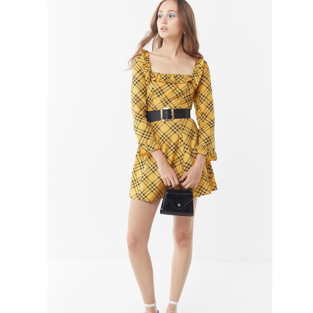 #16 - UO Kristen Plaid Ruffle Square-Neck Dress - Picture 4 of 7